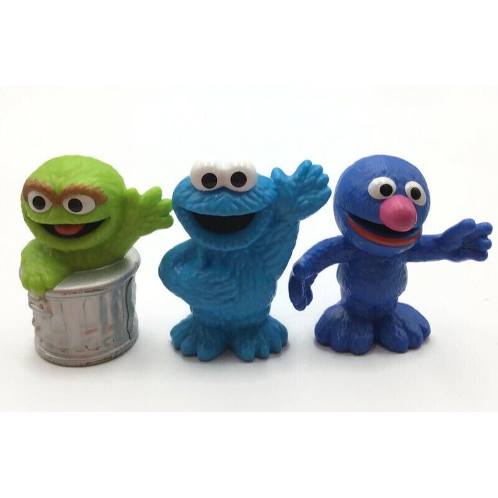 Sesame Street 5 Figures Lot 3" Hollow Hard Plastic Oscar Abby Cookie Grover Elmo - Picture 2 of 8